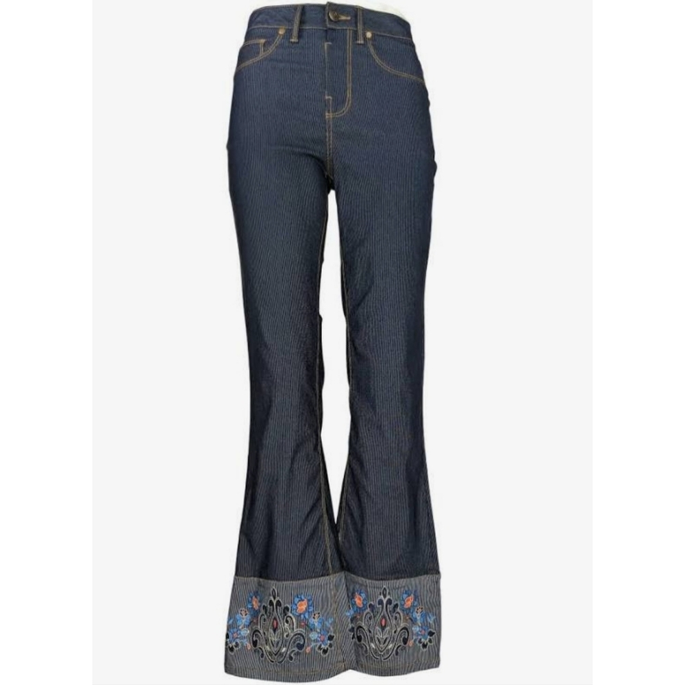 RARA AVIS by IRIS APFEL Embroidered Boot Cut Jean